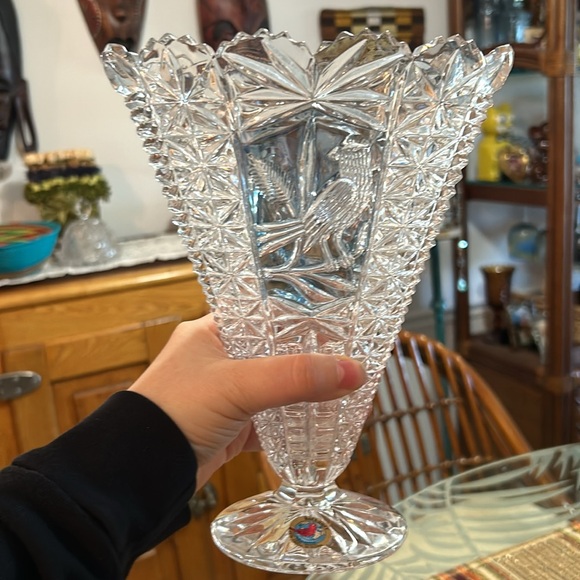Vintage Hofbauer Germany “Byrdes” Collection Fan Style Lead Crystal Vase - Picture 15 of 15